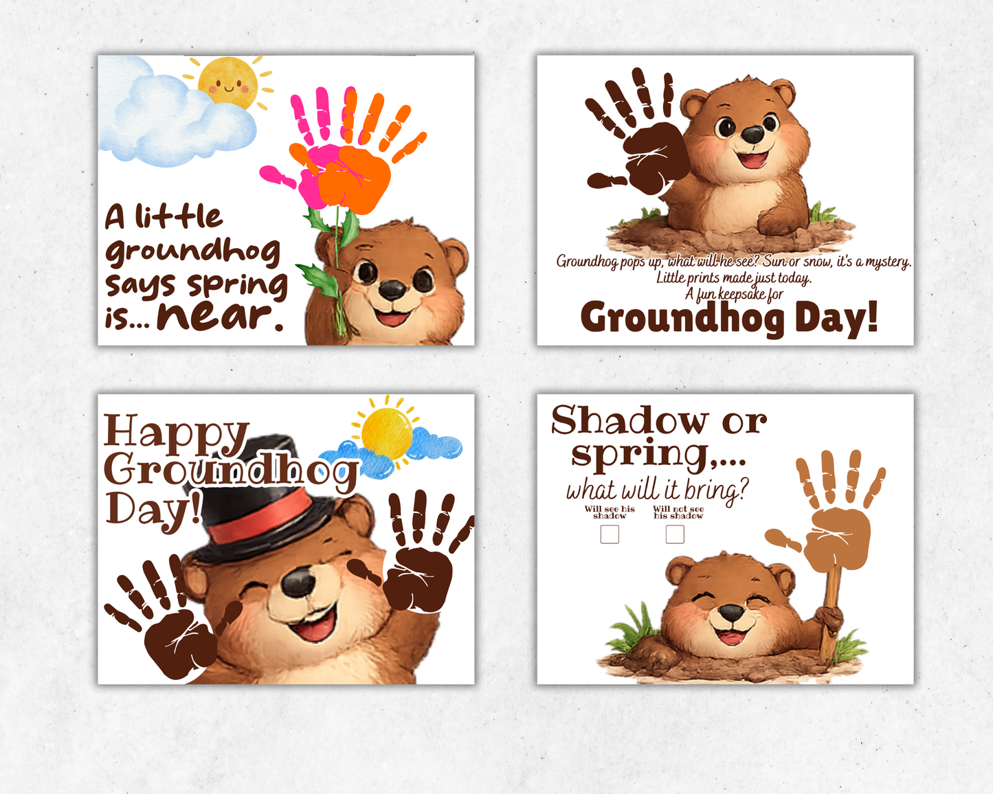 Groundhog Day Handprint Art Bundle