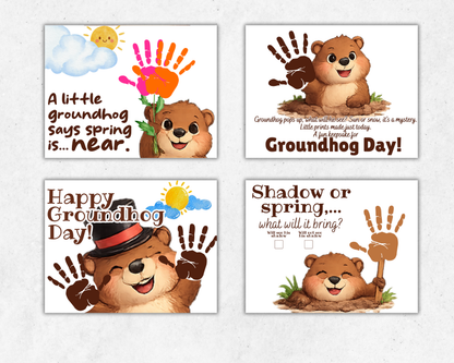 Groundhog Day Handprint Art Bundle