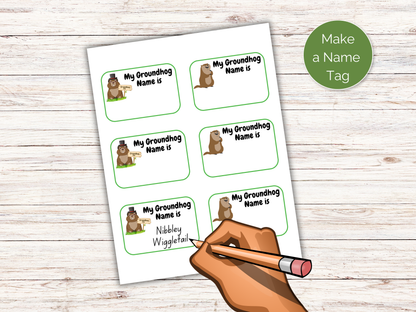 What's Your Groundhog Name Game + Name Tags