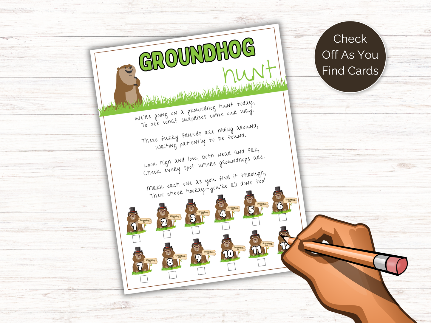 Groundhog Day Scavenger Hunt for kids