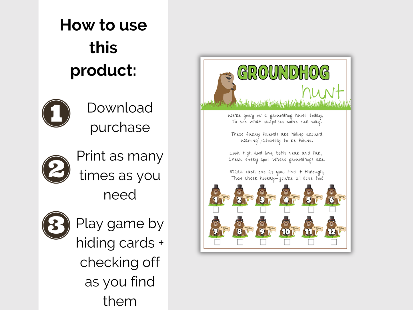 Groundhog Day Scavenger Hunt for kids