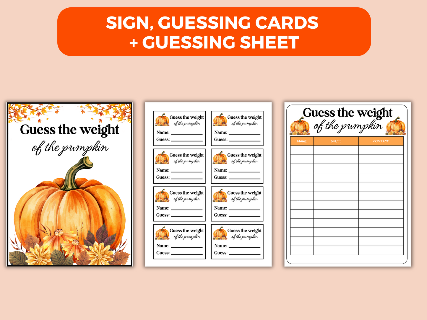 Guess the Weight of the Pumpkin Sign