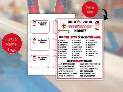 What's Your Gymnast Name Game + Name Tags
