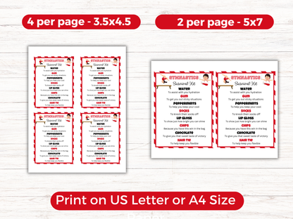 Editable Gymnastics Survival Kit Gift Tag Template