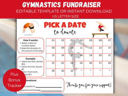 Editable Gymnastics Pick A Date