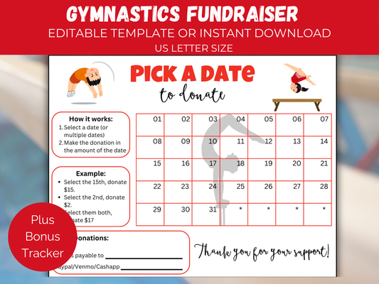 Editable Gymnastics Pick A Date