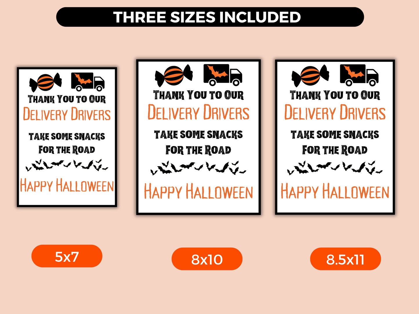 Halloween Delivery Driver Thank You Sign