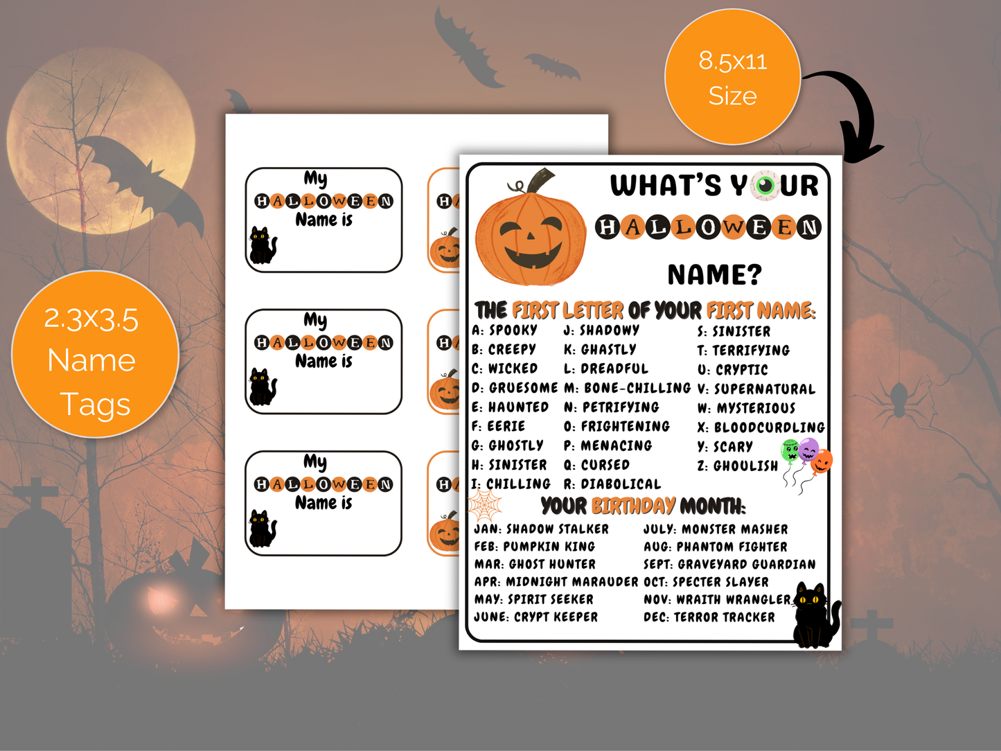 What's Your Halloween Name Game + Name Tags