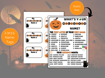 What's Your Halloween Name Game + Name Tags