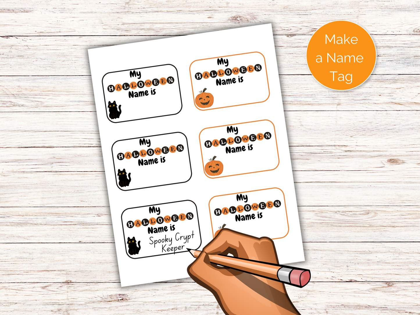 What's Your Halloween Name Game + Name Tags