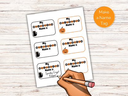 What's Your Halloween Name Game + Name Tags