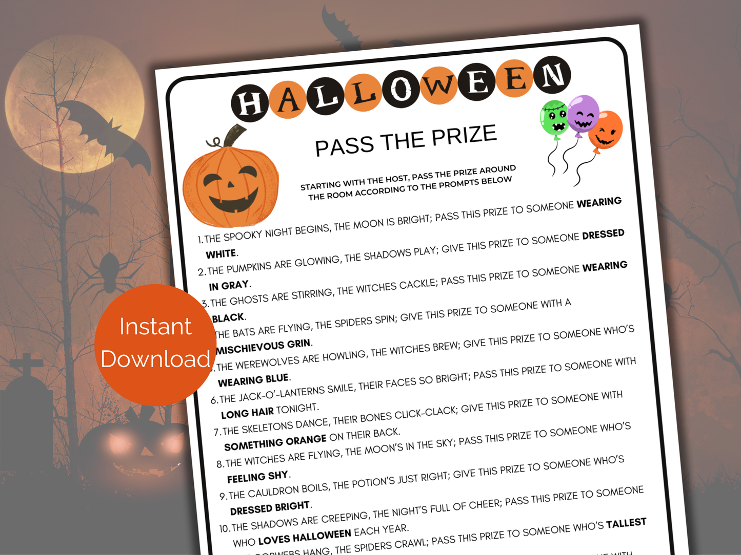 Halloween Pass The Prize
