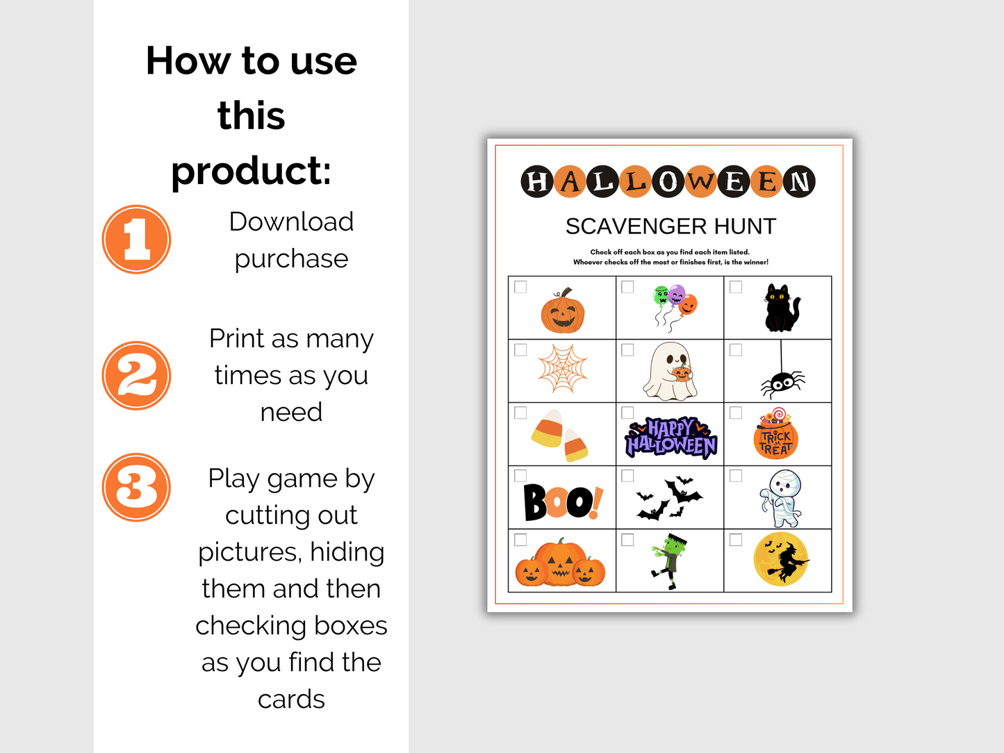 Halloween Scavenger Hunt for kids
