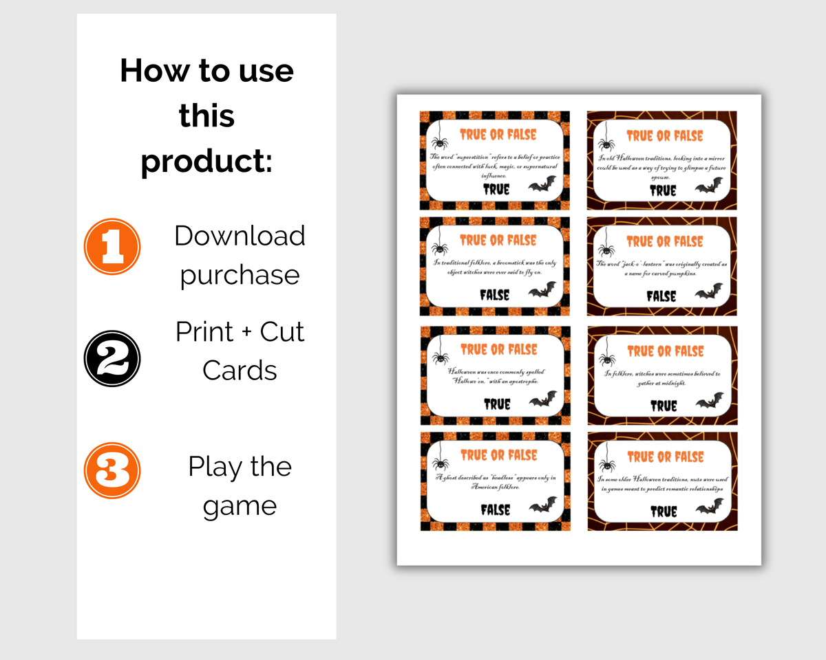 Halloween True or False Card Game