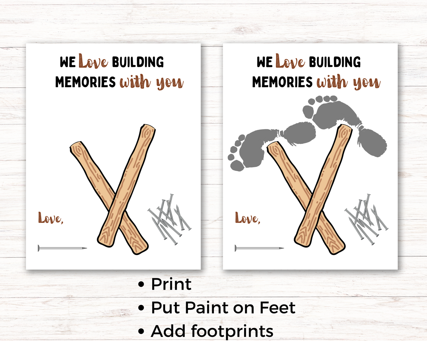 Hammer Dad Handprint Art For Up to 2 Kids