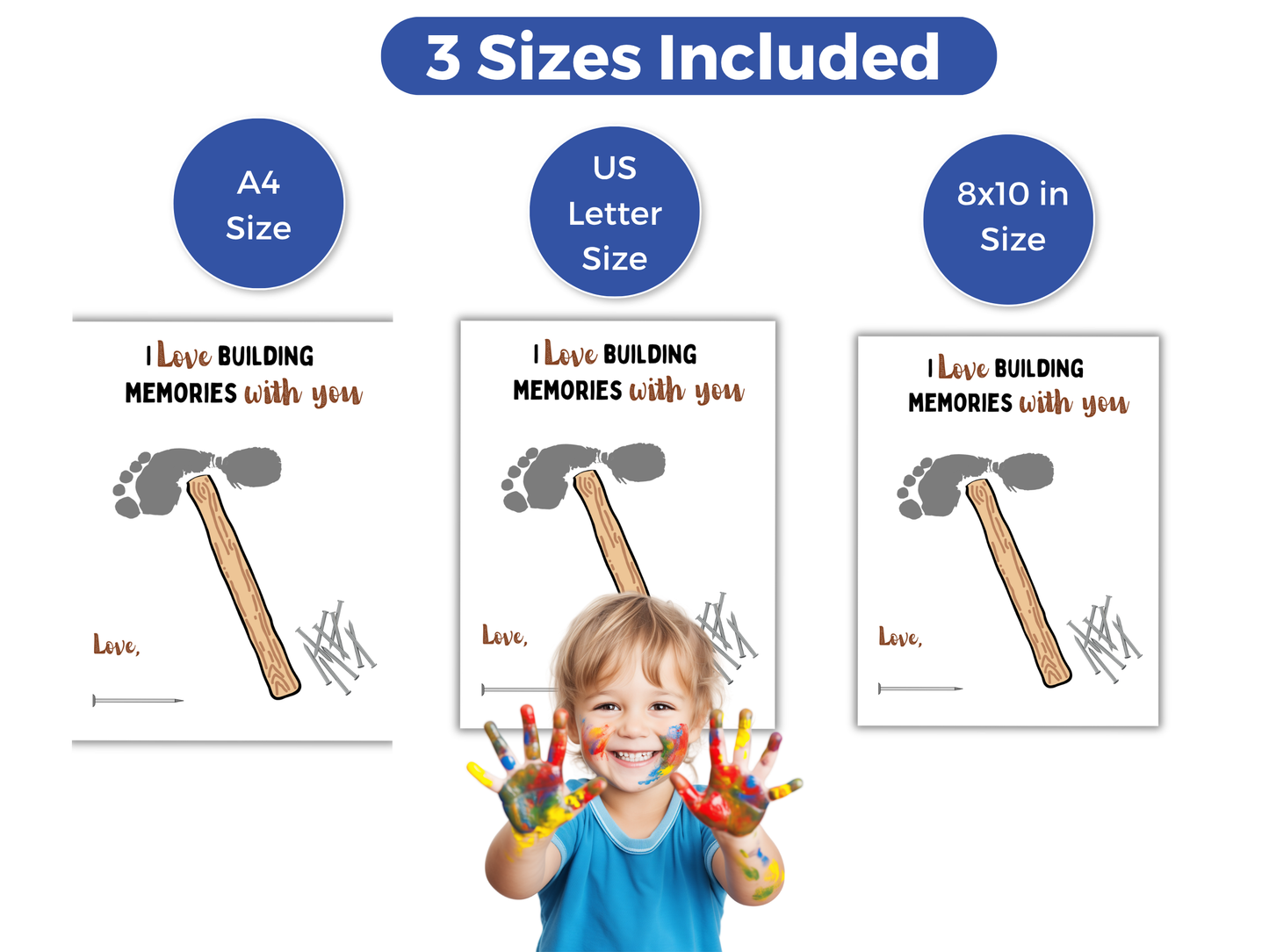 Hammer Dad Handprint Art For Up to 2 Kids