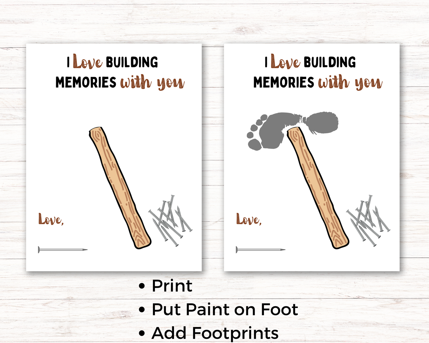 Hammer Grandpa Footprint Art up to 2 kids