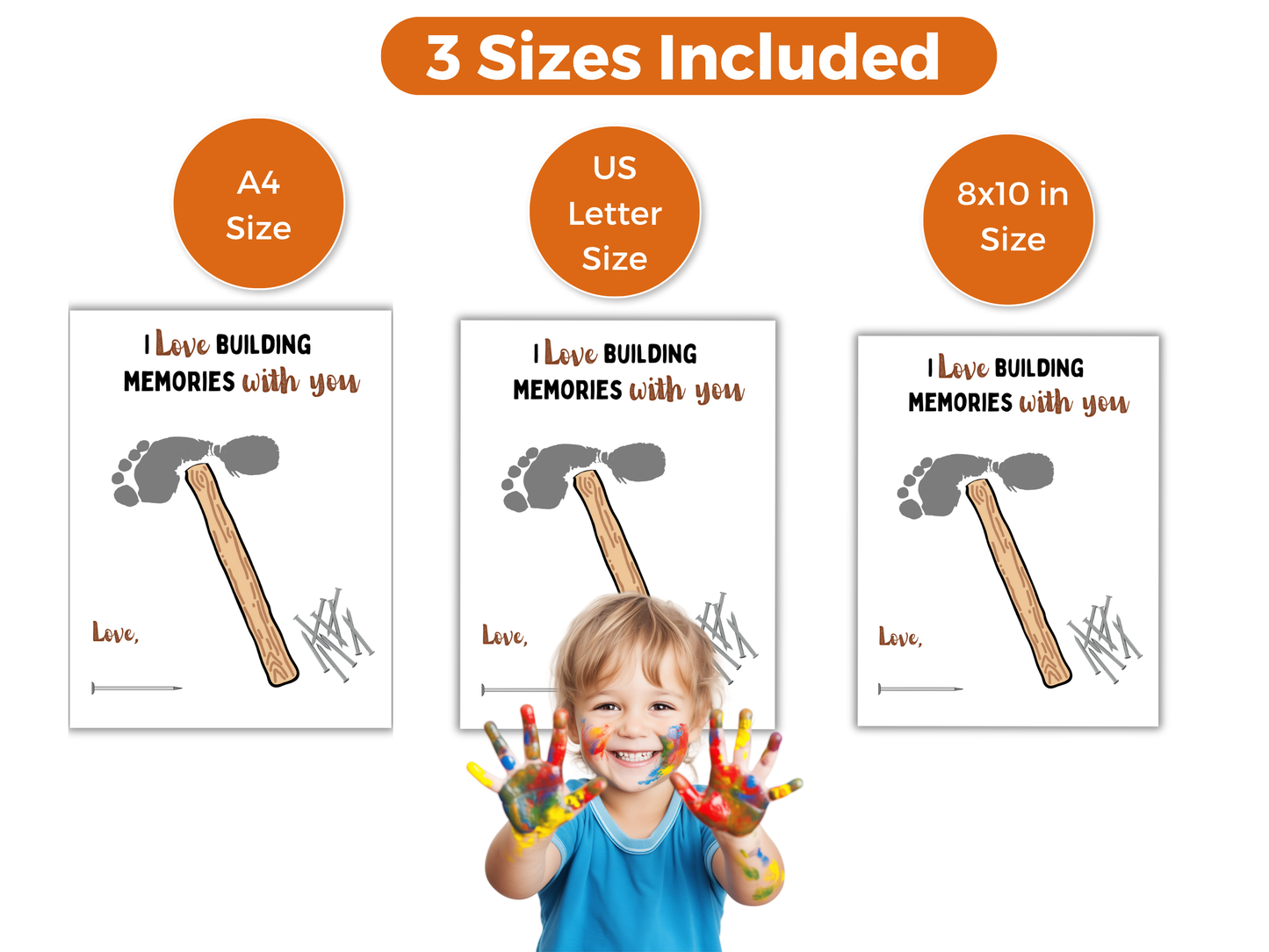 Hammer Grandpa Footprint Art up to 2 kids