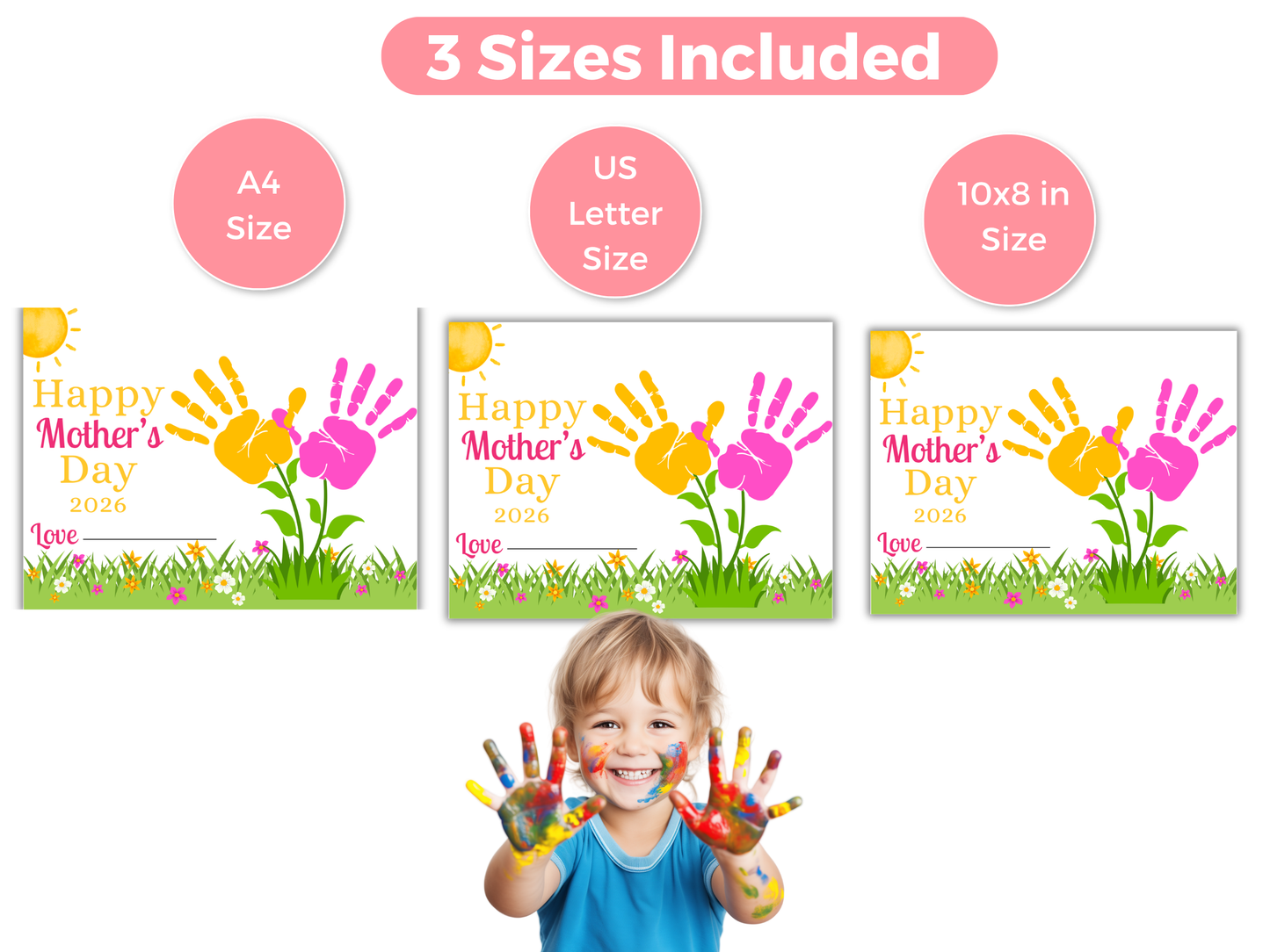 Happy Mothers Day Flower Handprint Art