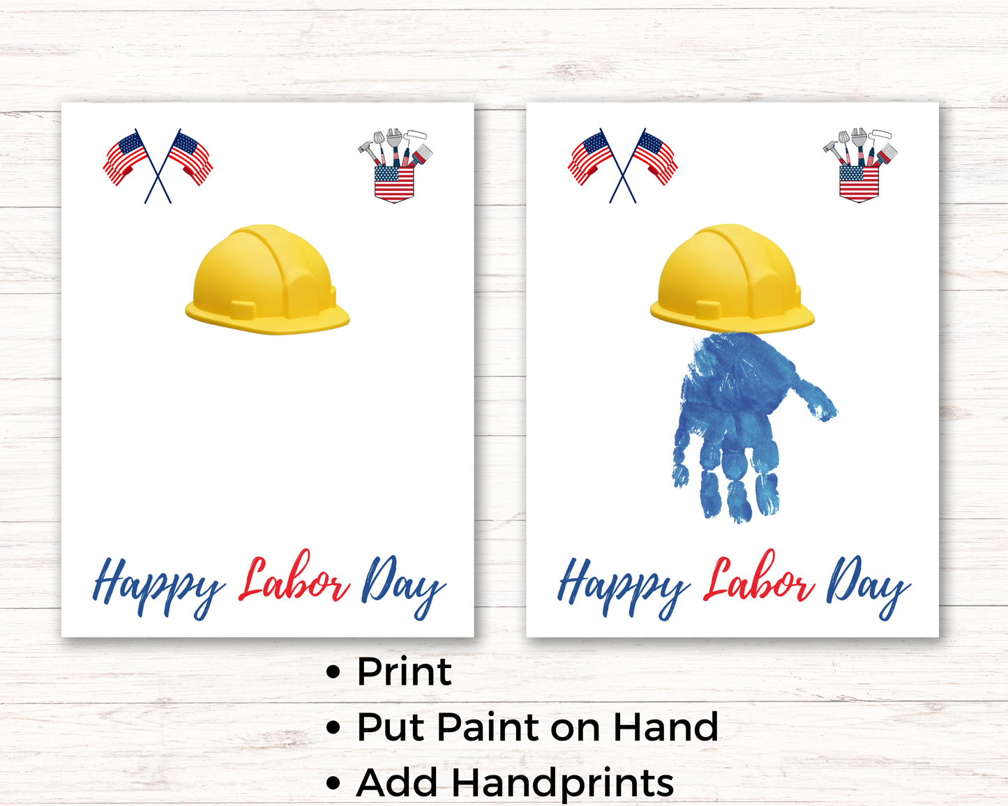 Hard Hat Labor day Handprint Art