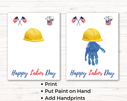 Hard Hat Labor day Handprint Art