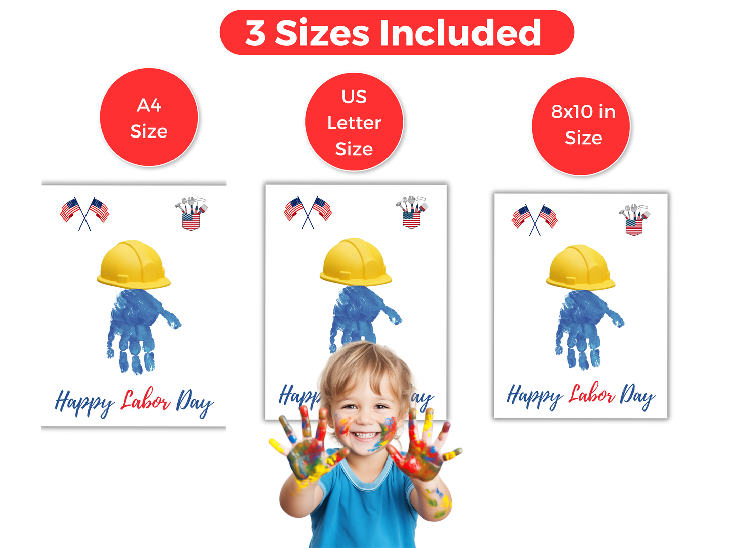 Hard Hat Labor day Handprint Art