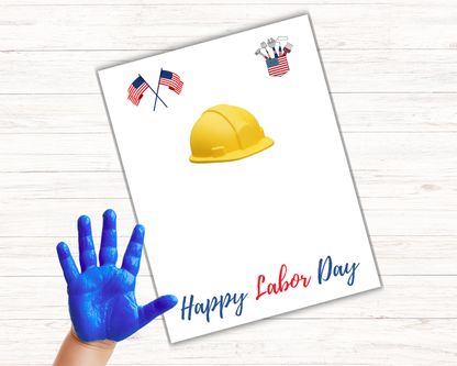 Hard Hat Labor day Handprint Art