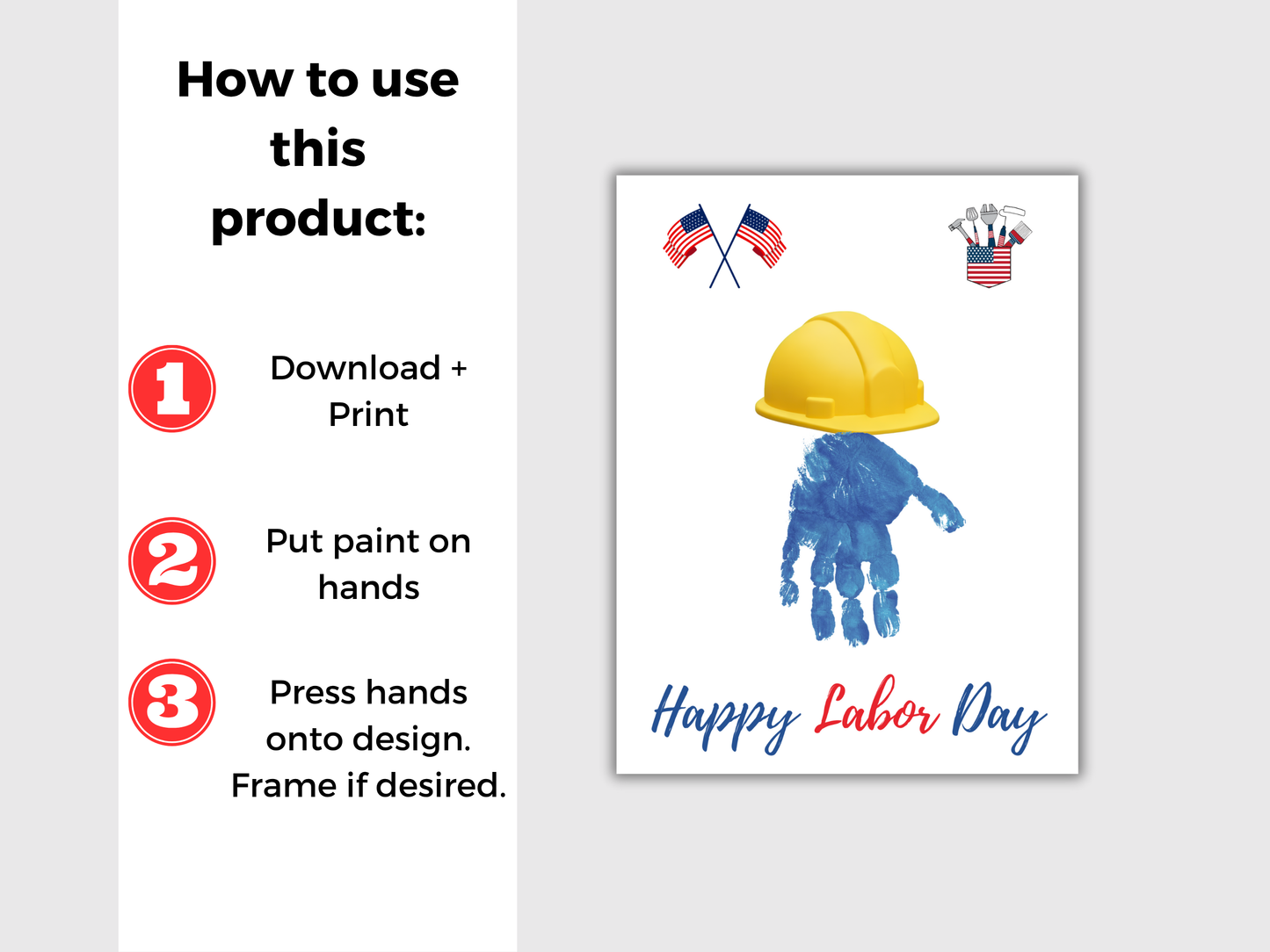Hard Hat Labor day Handprint Art