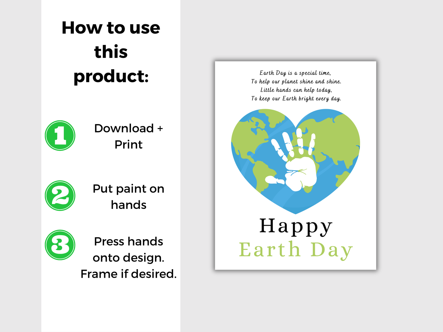 Earth Day Heart Handprint Art