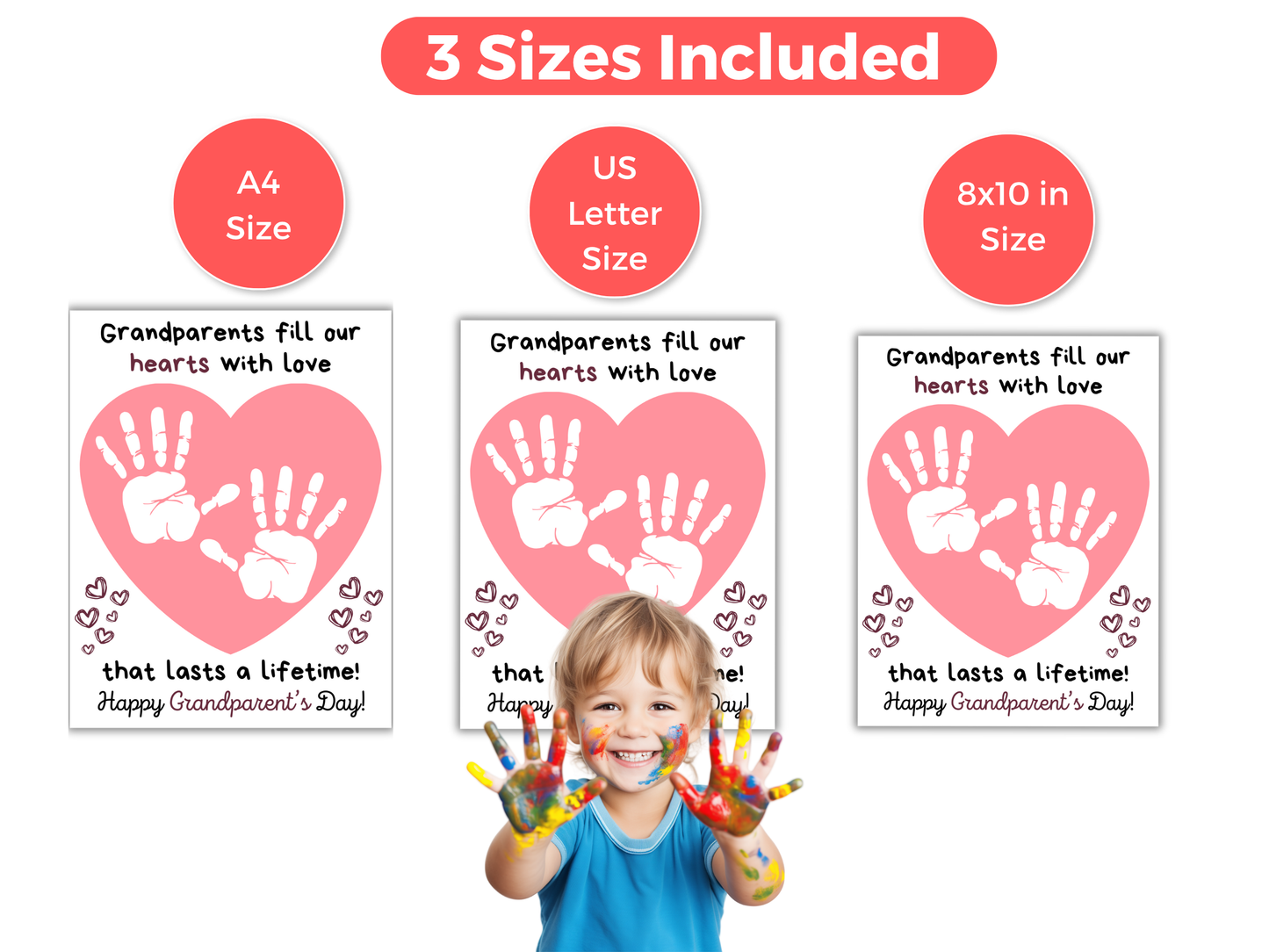 Grandparents Day Heart Handprint Art