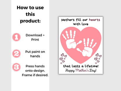 Mothers Day Heart Handprint Art