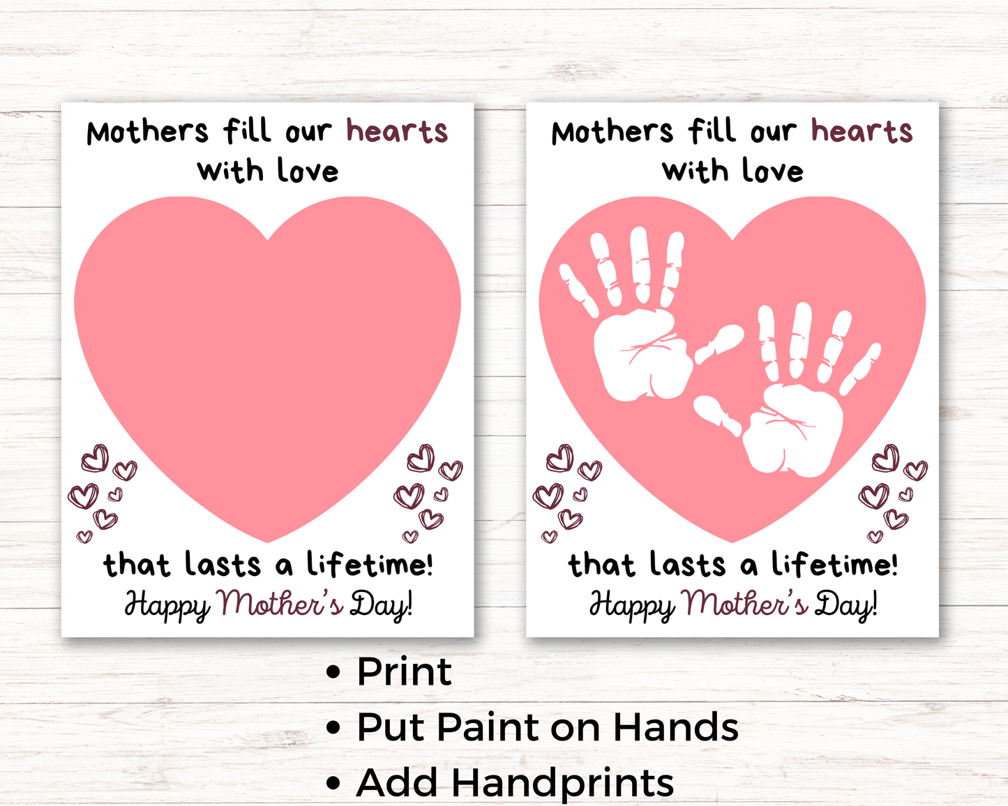 Mothers Day Heart Handprint Art