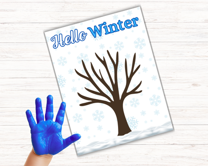 Winter Tree Handprint Art