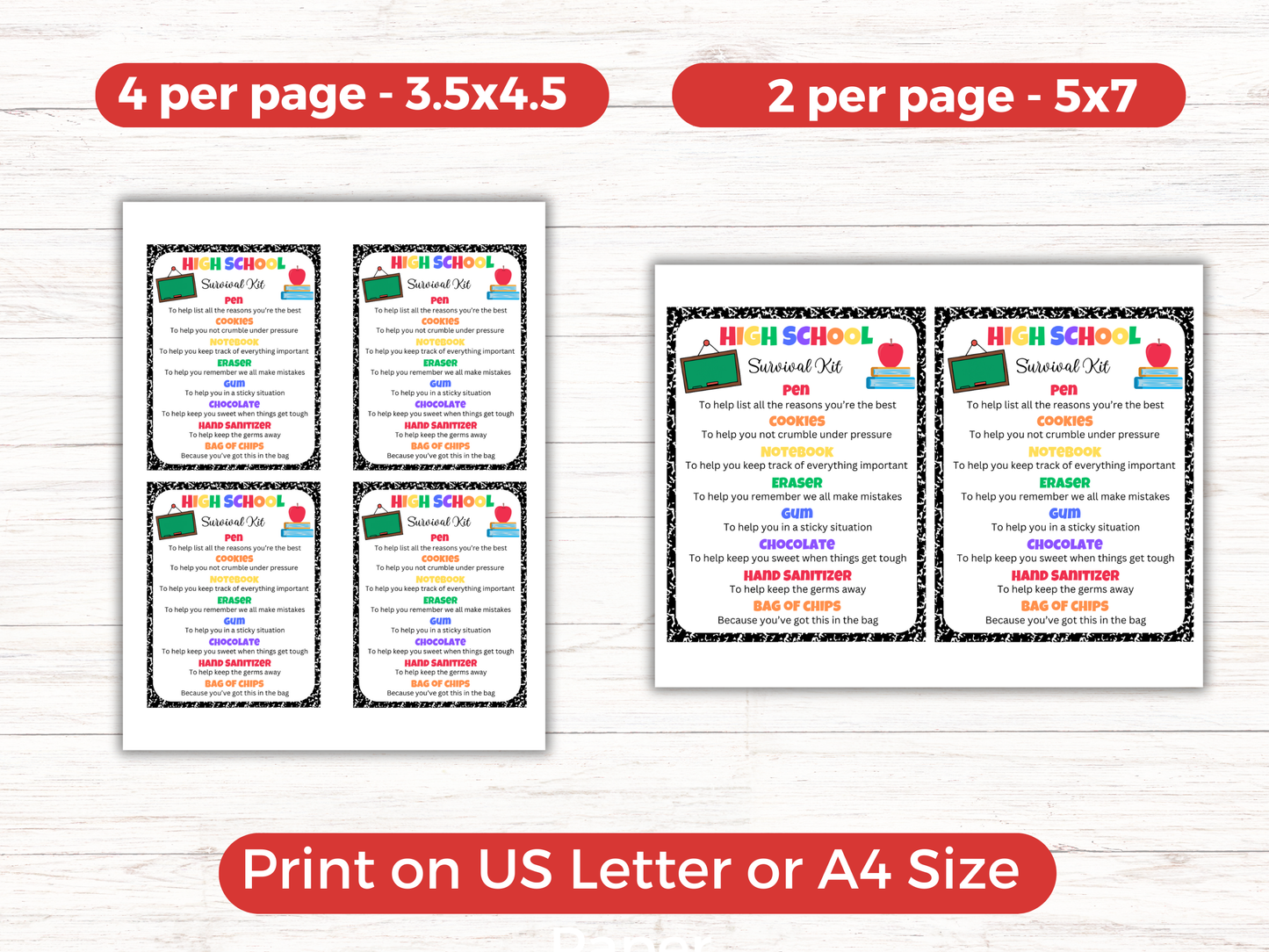 Editable High School Survival Kit Gift Tags