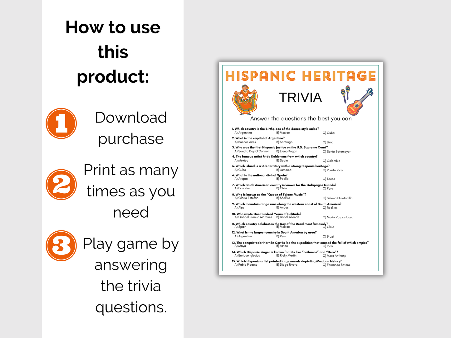 Hispanic Heritage Trivia Game