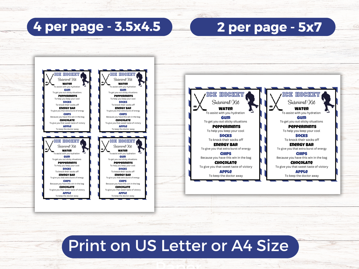 Editable Hockey Survival Kit Gift Tag Template