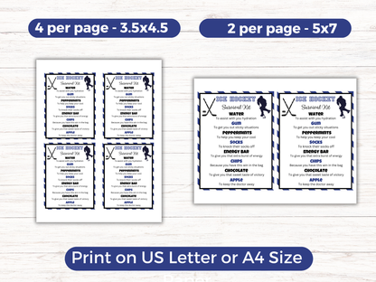 Editable Hockey Survival Kit Gift Tag Template