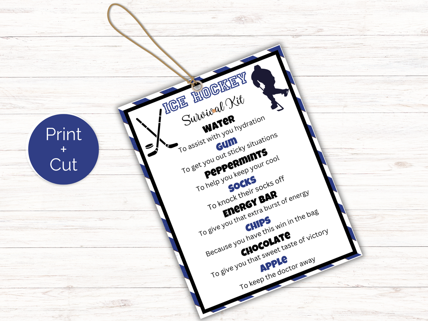 Editable Hockey Survival Kit Gift Tag Template