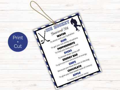 Editable Hockey Survival Kit Gift Tag Template