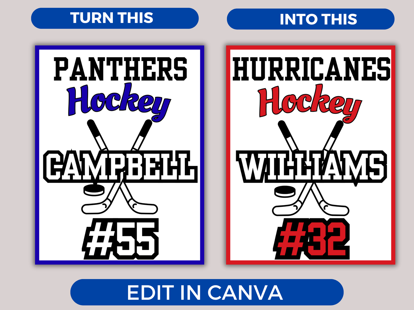 Editable Hockey Locker Sign Template