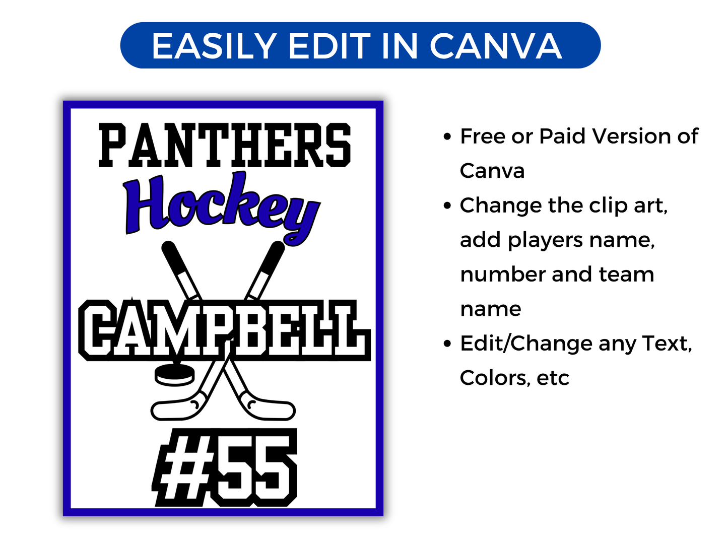 Editable Hockey Locker Sign Template