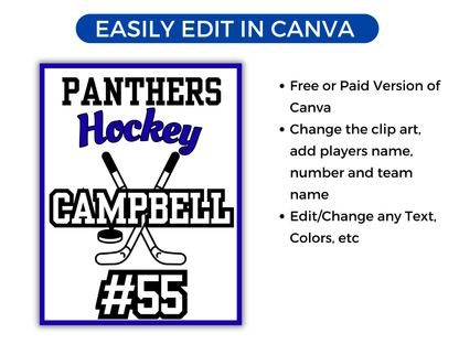 Editable Hockey Locker Sign Template