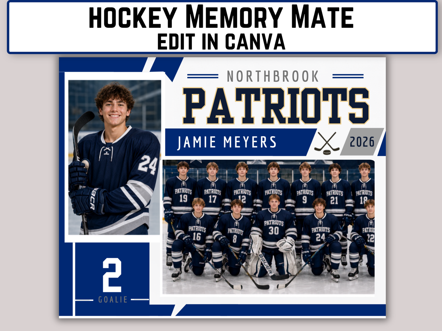 Editable Hockey Memory Mate Template