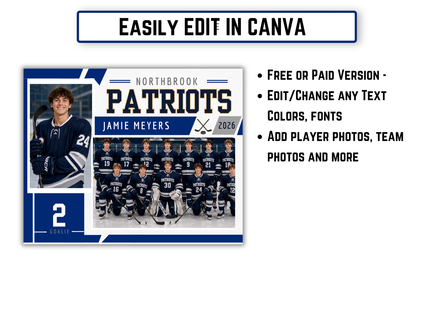 Editable Hockey Memory Mate Template