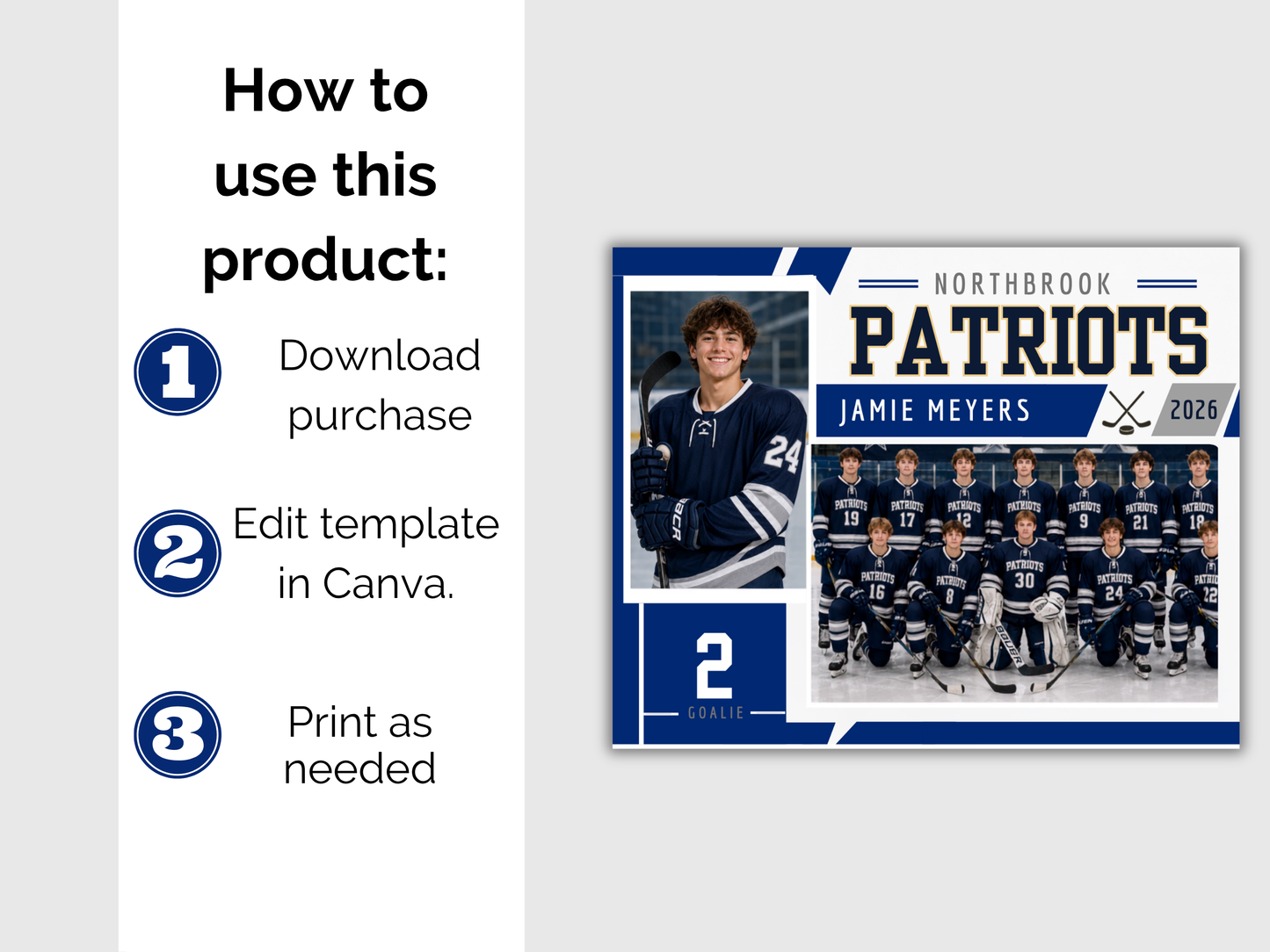 Editable Hockey Memory Mate Template