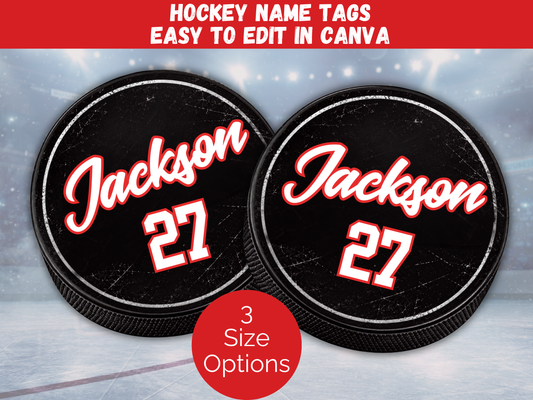 Editable Hockey Name Tags Template
