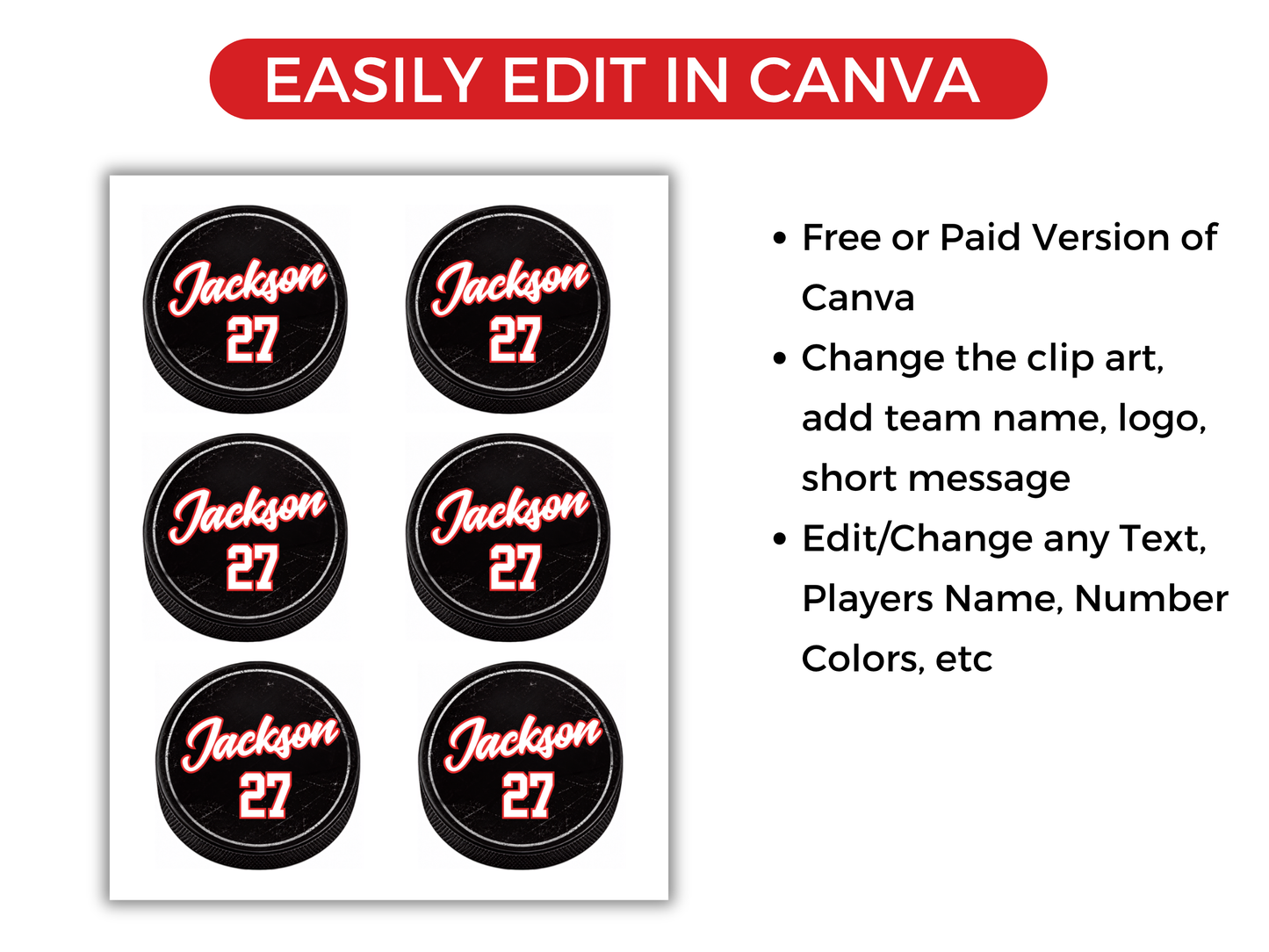 Editable Hockey Name Tags Template