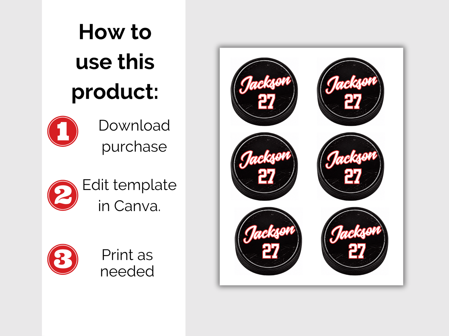 Editable Hockey Name Tags Template