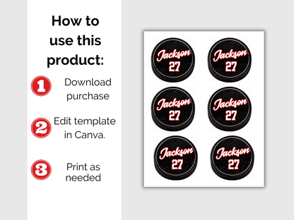 Editable Hockey Name Tags Template