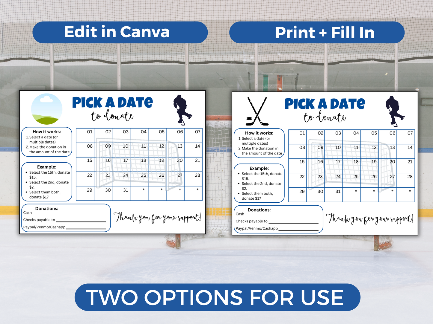 Editable Hockey Pick A Date
